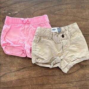 Old Navy Pink & Tan Girls' Shorts Duo